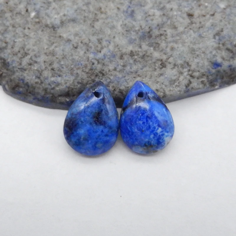 

Natural Stone Teardrop Lapis Lazuli Earring Beads For Women, Front Drilled Fashion Jewelry Accessories 16x1x3mm, 2.4g