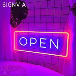 Letreros LED de neón abiertos para tienda de negocios, cartel colgante de pared, luces publicitarias, lámpara de neón para negocios, vallas publicitarias, bares y cafeterías