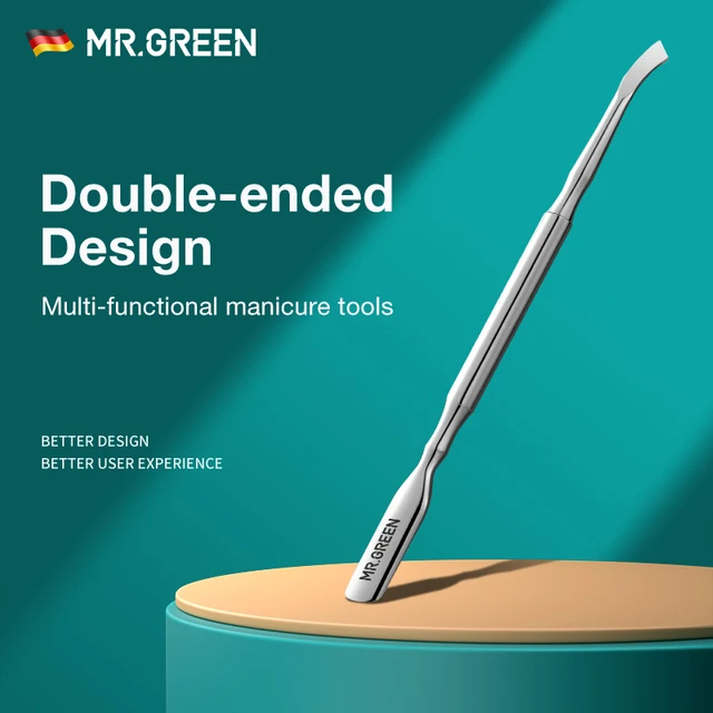 MR.GREEN odpychacz do skórek podwójnie zakończony zmywacz do paznokci Manicure Pusher narzędzie do czyszczenia brudu ze stali nierdzewnej odpychacz martwego naskórka