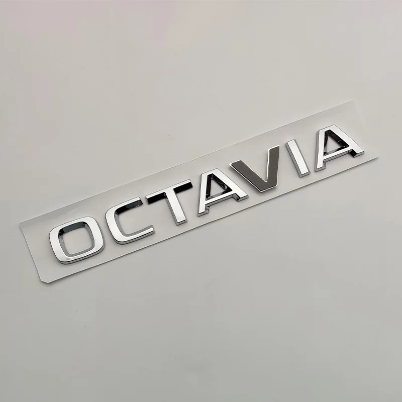 3D ABS Chrome Black Logo Octavia Emblem Letters Car Rear Trunk Sticker For Skoda Octavia 1 2 3 4 MK3 MK4 MK5 RS VRS Accessories