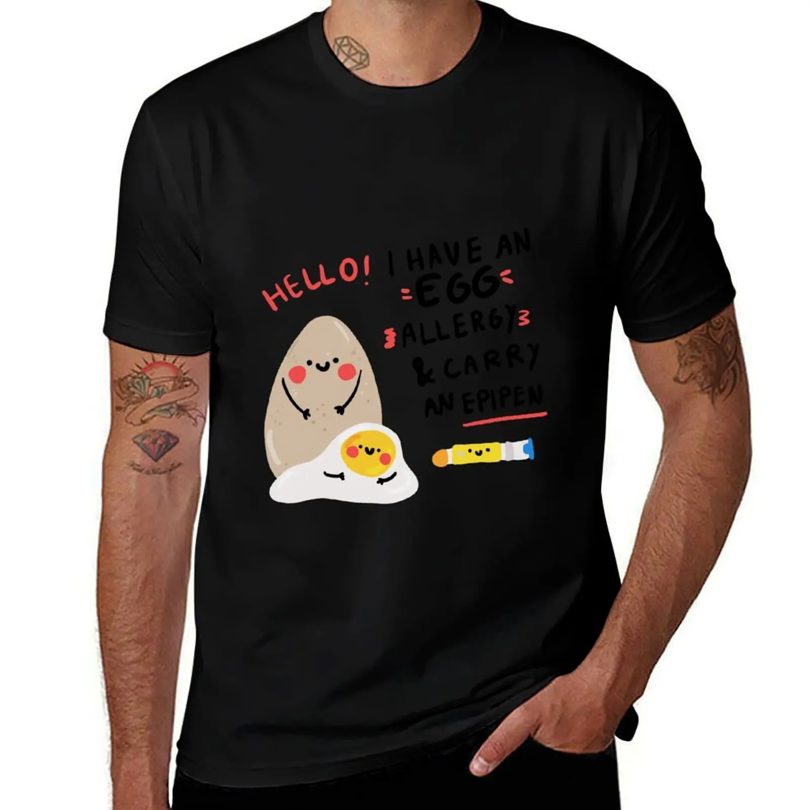 Egg Allergy Epipen Awareness T-Shirt Lightweight Gym Training T-Shirt