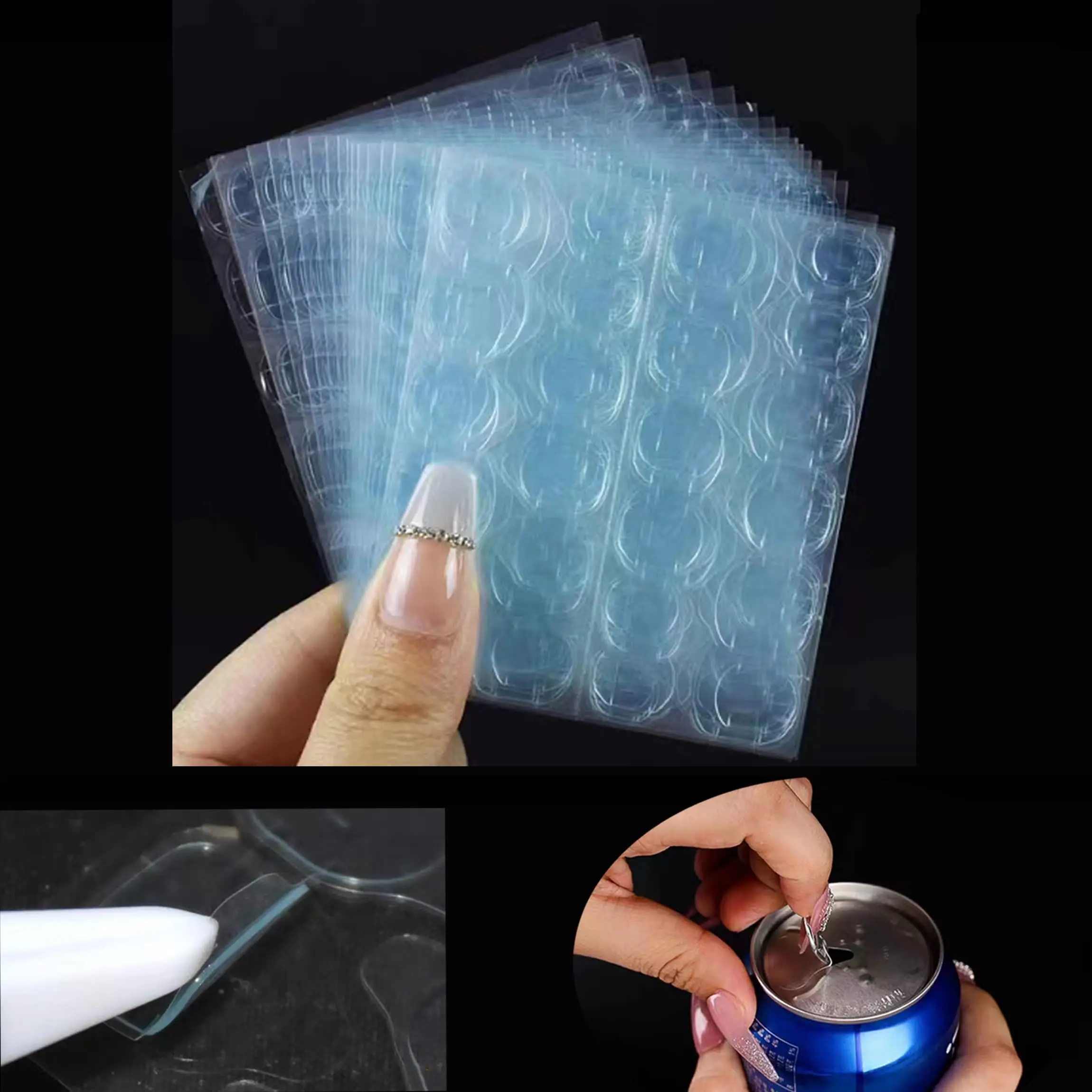 

10/50 Sheets Blue Nail Jelly Adhesive Super Strong Double-Sided Tape for Acrylic Fake Nails Nail Tape Fake Nail Stickers