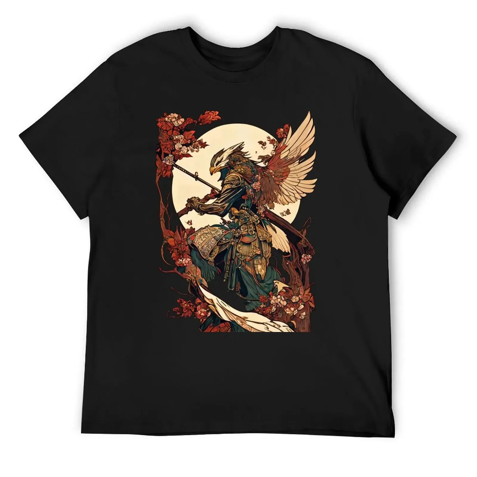 

Eagle Warrior Samurai Vintage Art Nouveau T-Shirt for a boy essential t shirt T-shirts for men cotton