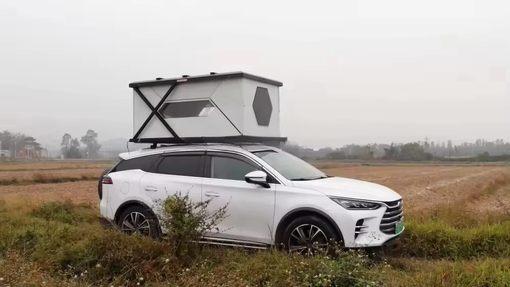 900W Solar Panel Included Auto Camping Outdoor Aluminum 3-4 Person Roof Top Tent Hard Shell Car Rooftop Tents Top Sales