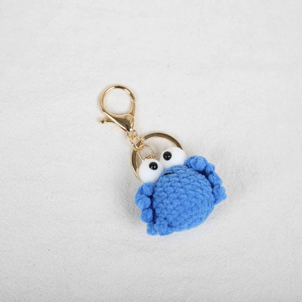 Bag Pendant Crocheted Crab Keychain Handmade Cartoon Animal Crochet Keyrings Cute Soft Wool Knitted Pendant Car Key Ring