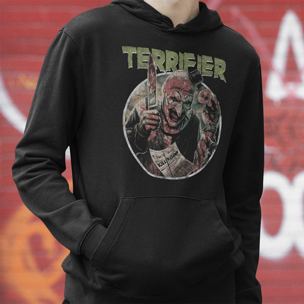 

Art The Clown Terrifier Vintage Horror movie Scary Halloween gift men's clothing winter clothes man sweatshirt hoodies for men