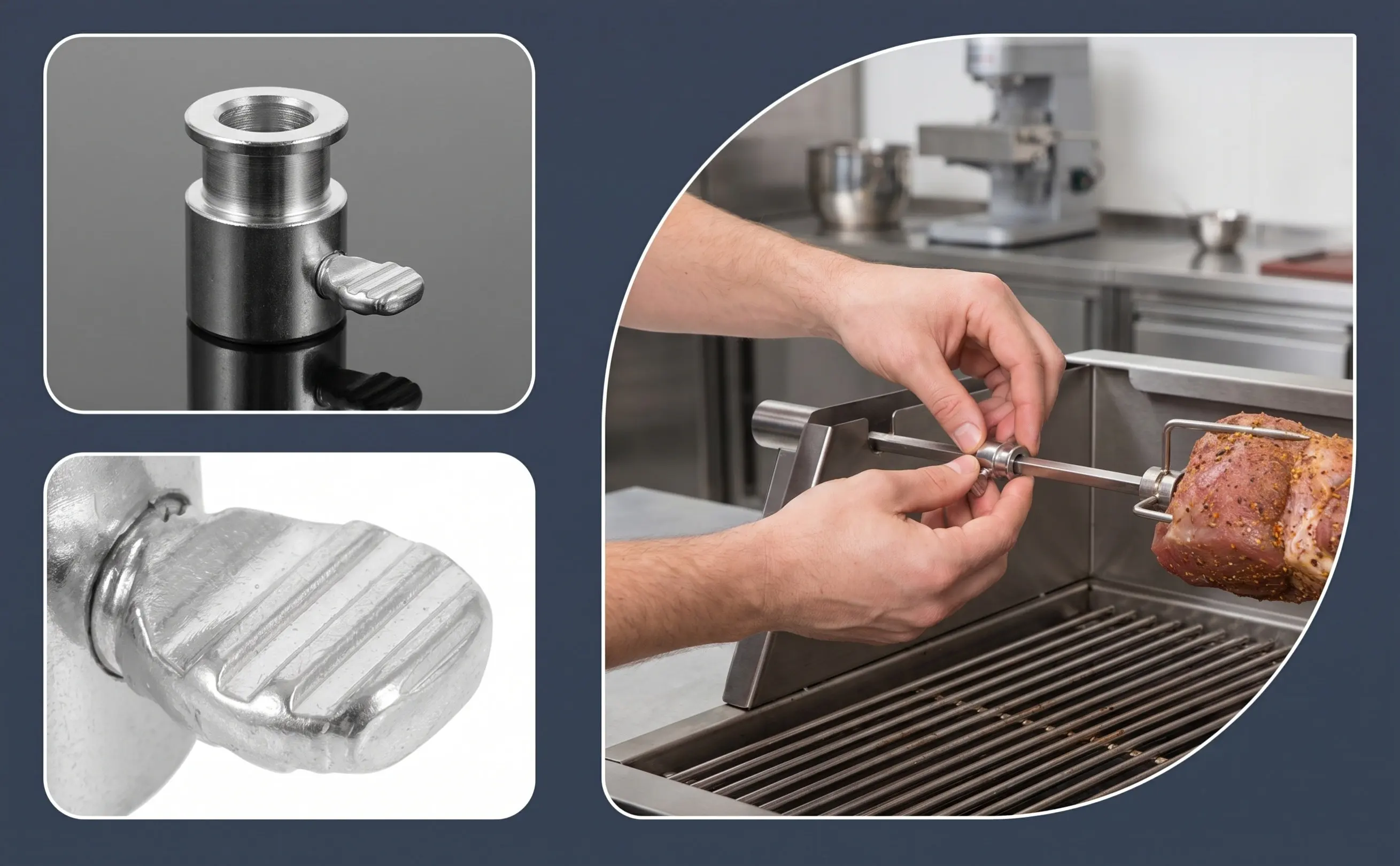 Rotisserie Spit Rod Holder Iron Bolt Rotating Grill Accessory Spit Rod Stopper Rotisserie Balance Grill Fixing Accessory