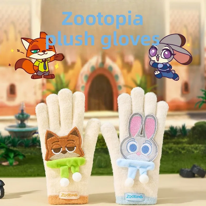 

Kawaii Zootopia Five Finger Gloves Disney Winter Warm Soft Touchscreen Compatible Cute Cartoon Couple Christmas Gift for Lovers