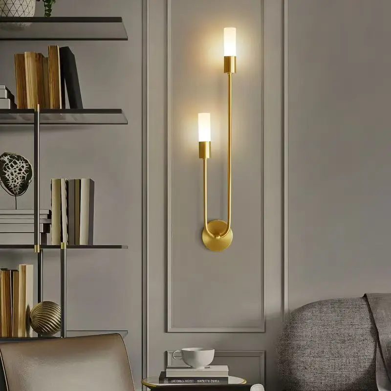 

Modern Led Wall Light Gold Nordic Long Strip Wall Lamps for Living Room Bedroom Bathroom Hall Corridor Background Indoor Decor