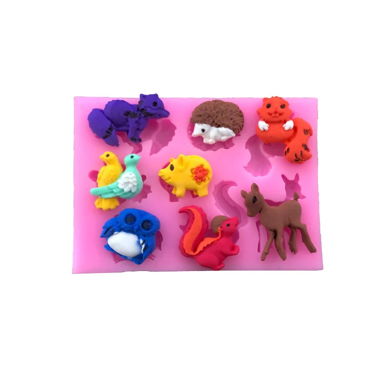 Animal series Liquid Silicone DIY Fudge Cake Baking Mold Squirrel Deer Owl Silicone Mold