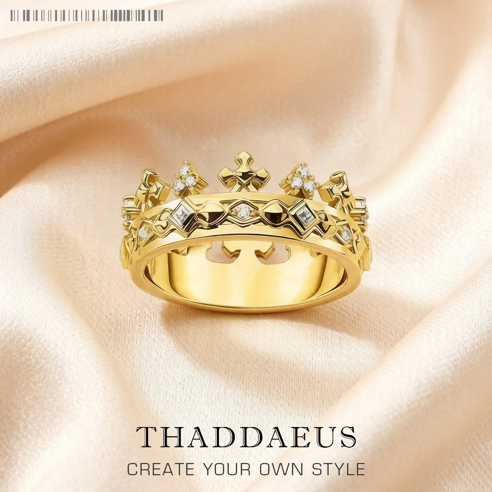 Ring Royalty Crown Gold Brandneues Vintage-Geschenk Feiner Schmuck für Frauen aus 925er Sterlingsilber