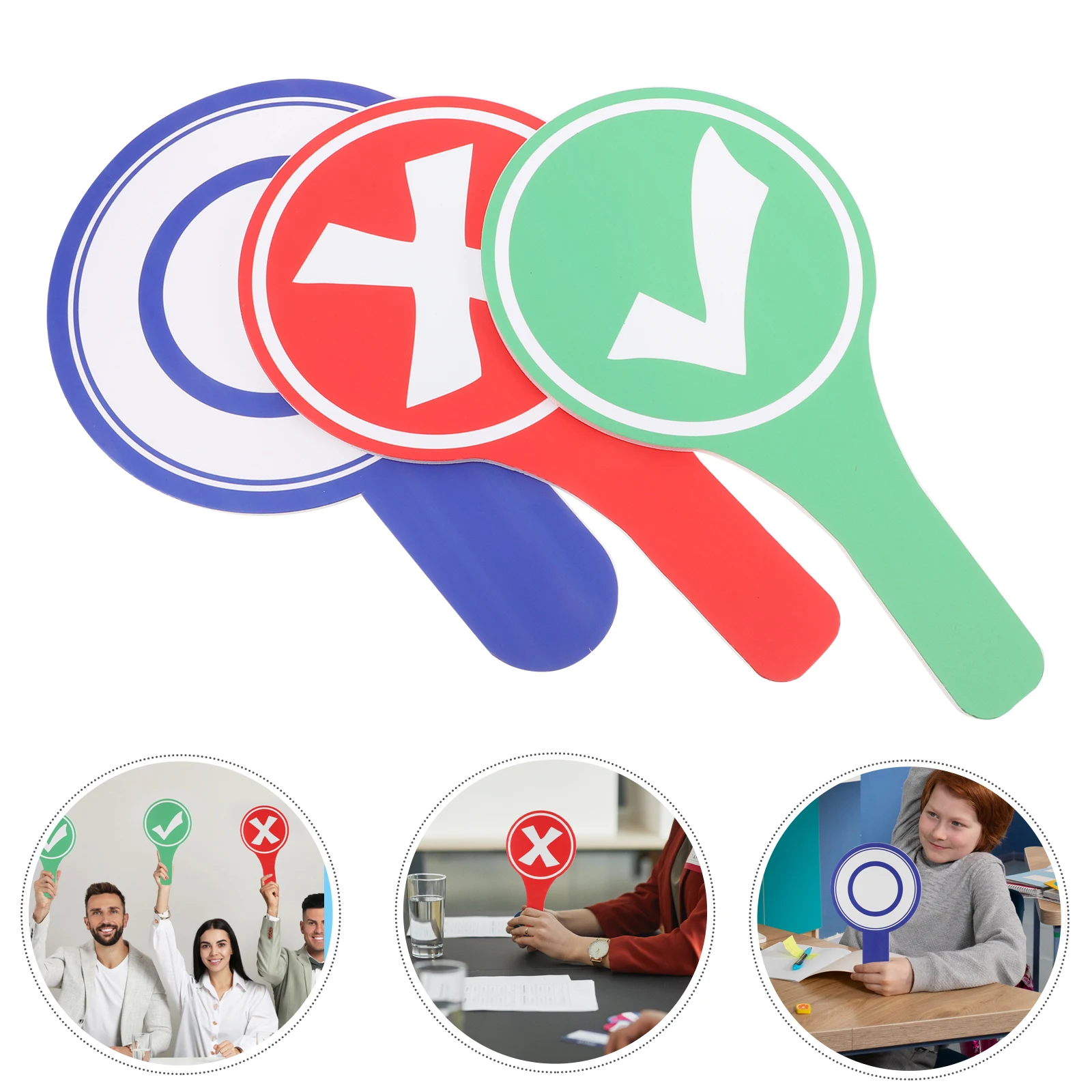 

3pcs Handheld Voting Paddles Dry Erase Answer Boards For Classroom Foam Score Signs Lightweight Reusable Student Interaction