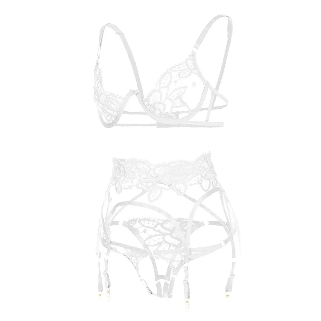 See Through Exotic Set Women Delicate Bra And Pantys With Leg Ring Push Up Corset Bra Ultra Thin Underwear Lenceria Sexi Mujer - Image 4
