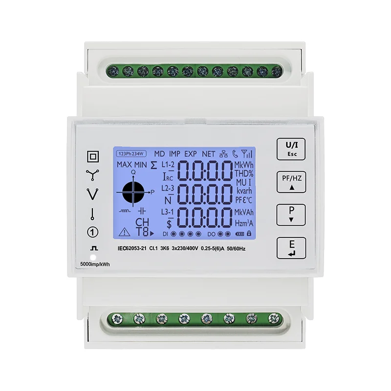 WiFi Smart Electric Energy Wattmeter Meter 3 Phase kWh Bidirectional Meter 230/400VAC