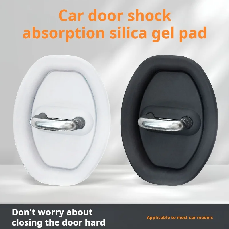 

4pc Car Door Lock Buckle Protection Cover Black/white Silicone Anti-collision Door Shock Absorber Cushion Mute Damping Cushion