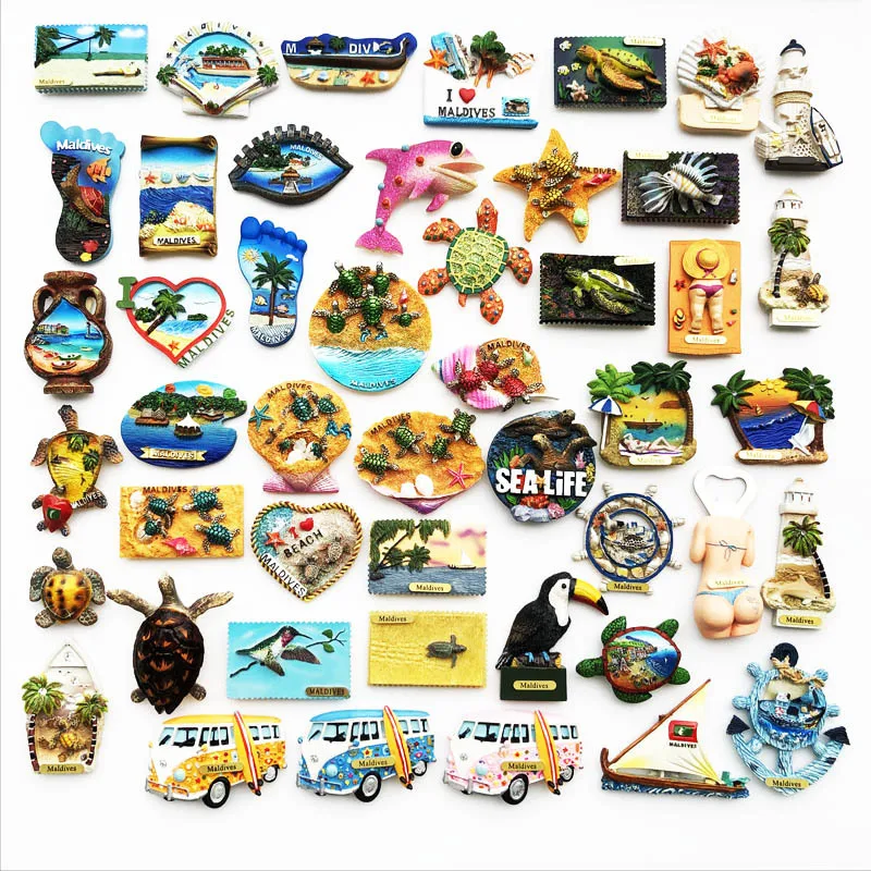 Maldives Travelling Souvenirs Fridge Magnets Creative Home Decoration Resin Fridge Magnetic Stickers Message Board Stickers