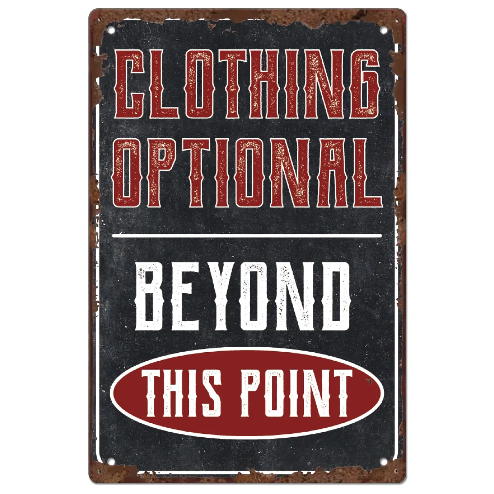 SUPERDANT Metal Tin Sign Clothing Optional Beyond This Point Vintage Man Cave Decor Bar Signs Wall Decor For Room Men Vinta sign