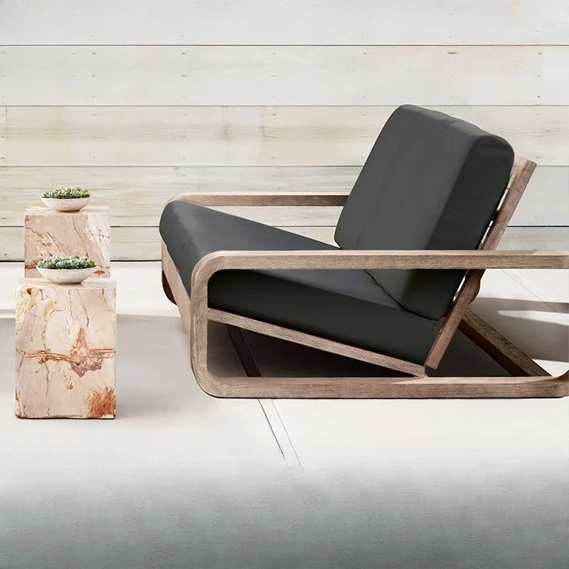 

Outdoor teak sofa coffee table industrial style hotel villa balcony courtyard open-air outdoor rain protection leisure furniture