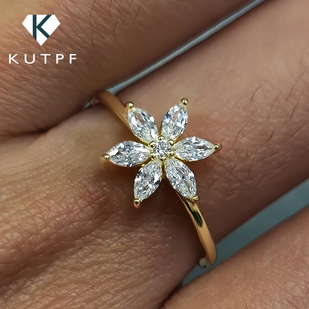

Flower Full Moissanite Engagement Rings for Women Marquise Cut Diamond Wedding Rings With Certificate S925 Silver Fine Jewelry