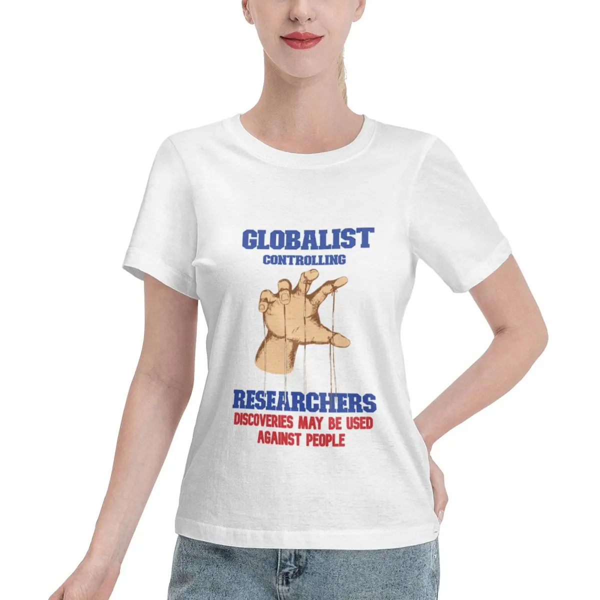 Go To Top Globalist Control Women's T-shirt Vintage Retro Comfy Daily Top