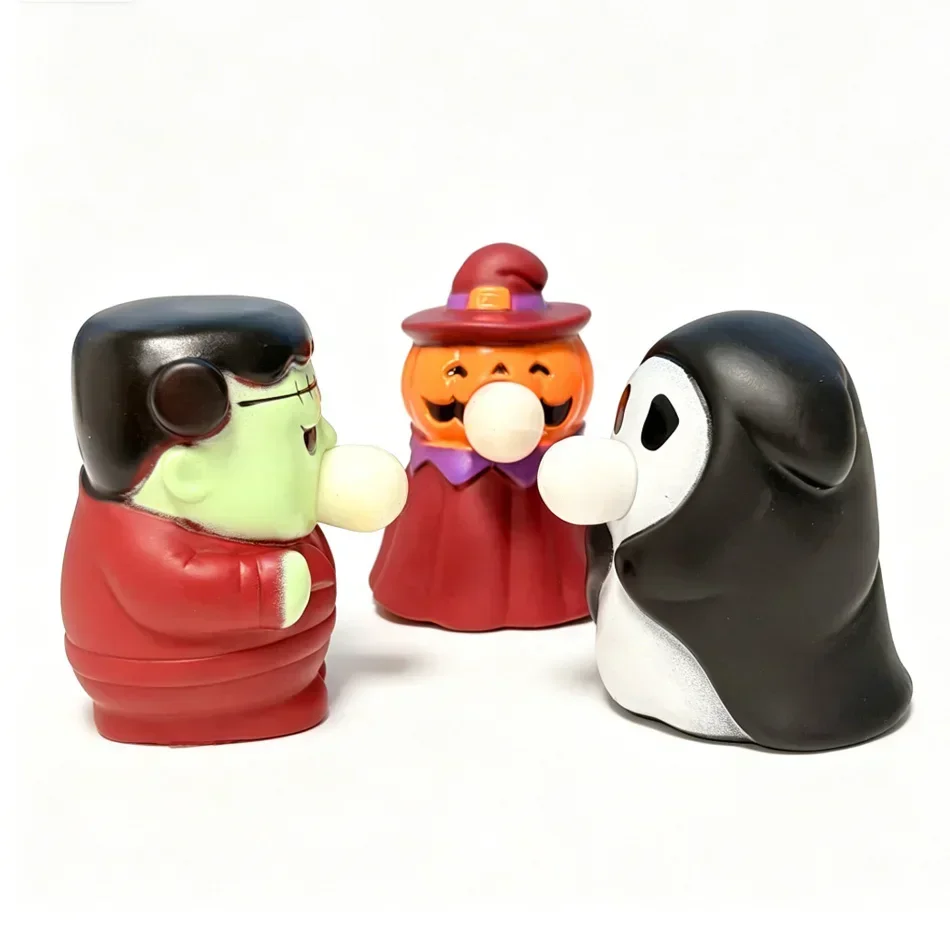 Squishy Toys Halloween Stress Relief Bubble-Blowing Pumpkin Ghost & Frankenstein Figures Decorative Ornaments Squeeze Toys Gifts