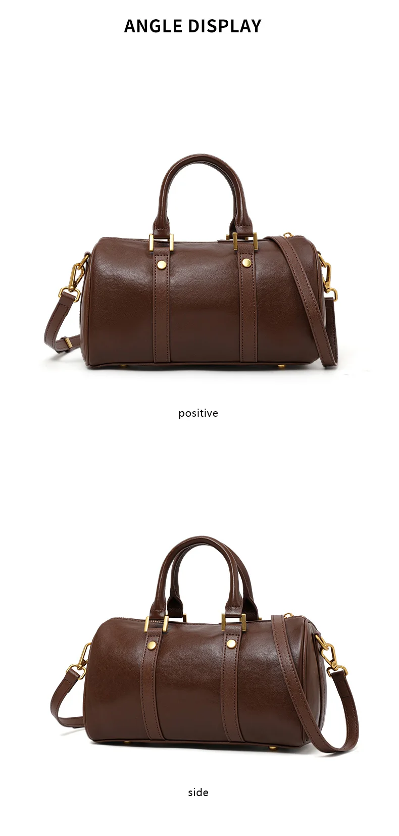 Aidrani Damenhandtasche aus echtem Leder mit Schultergurt – Crossbody, zylindrische, kissenförmige Aufbewahrungstasche für eine Schulter – Detail 7