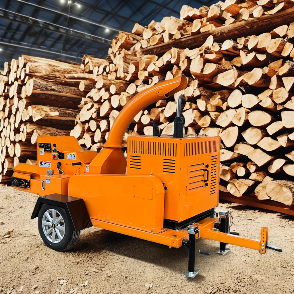 Industrial Branch Crusher Mobile 38.8HP diesel Powered Wood Chipper Professional Wood Grinder