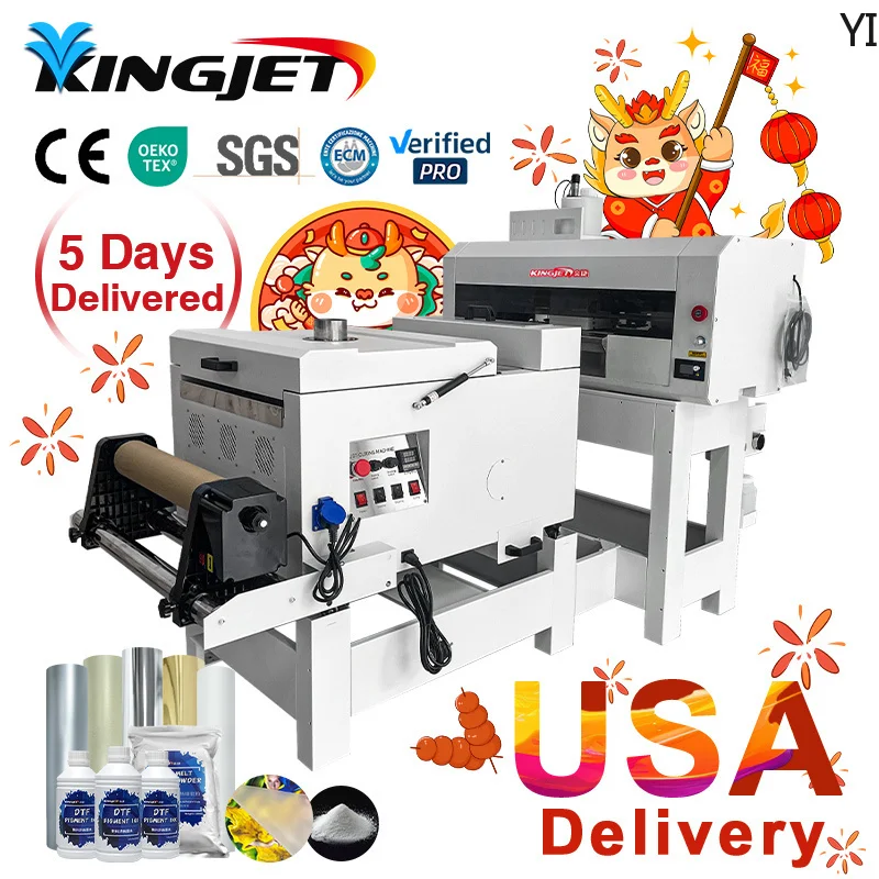 Kingjet a3 dtf printer printing machine digital t-shirt printing machine printer for clothes A3 40cm dual i3200 head DTF printer