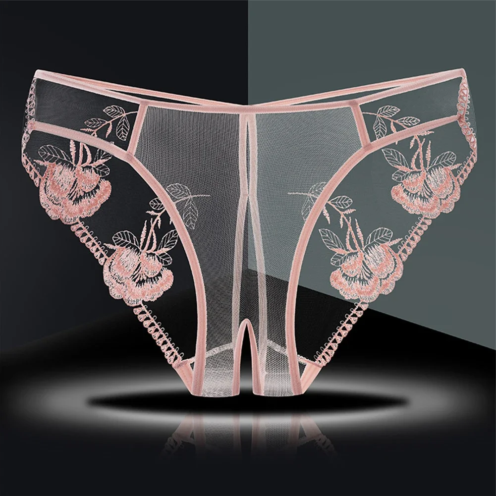

Sexy Women Lace Floral Transparent Panties Briefs Open Crotch Sheer Mesh Female Underwear Briefs Lingerie For Ladies