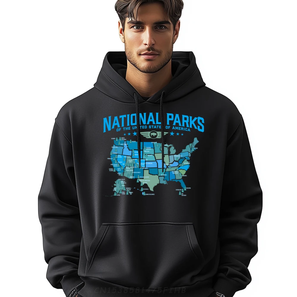 

All US National Parks Map Normal Hoodies Long Sleeve Girlfriend Round Neck Letter Pullover Discount Sweatshirt