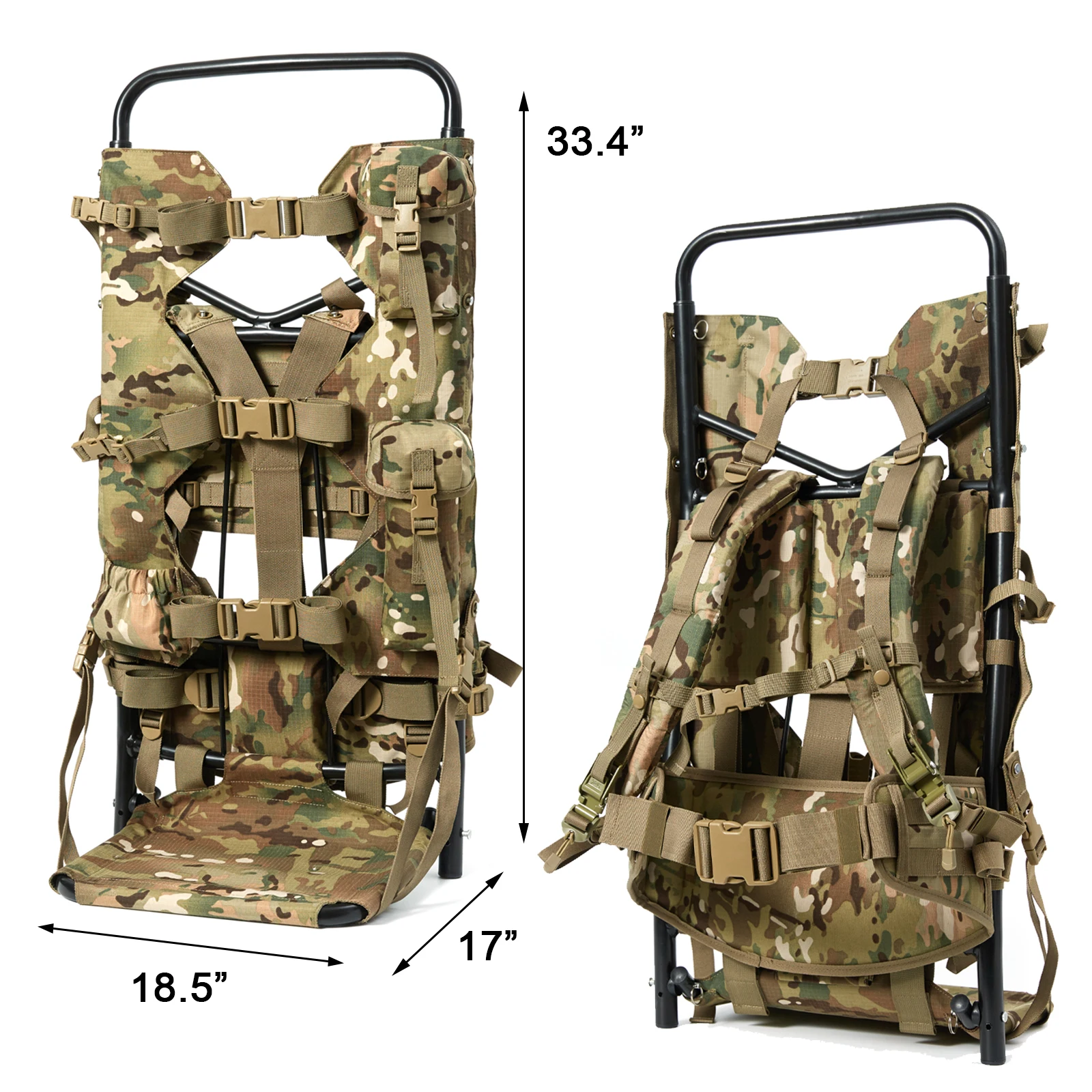 AKmax Iraklis Aluminum External MOLLE Pack Frame with Shoulder Harness and Padded Waist Belt, Modular Hunting Load Carrier