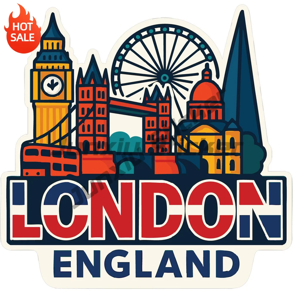 London City Skyline Landmark Vinyl Car Sticker Self Adhesive Decal For Camper Window And Luggage Exterior Decoration