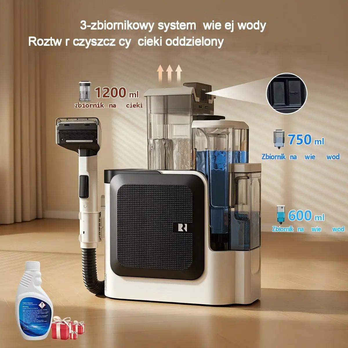 Redroad F1 1800W Heißwasser-Teppichreiniger 65 ° C Tiefenreiniger für Haustierflecken 16kPa Starke Saugkraft 4,5M Langes Netzkabel Drei Behälter