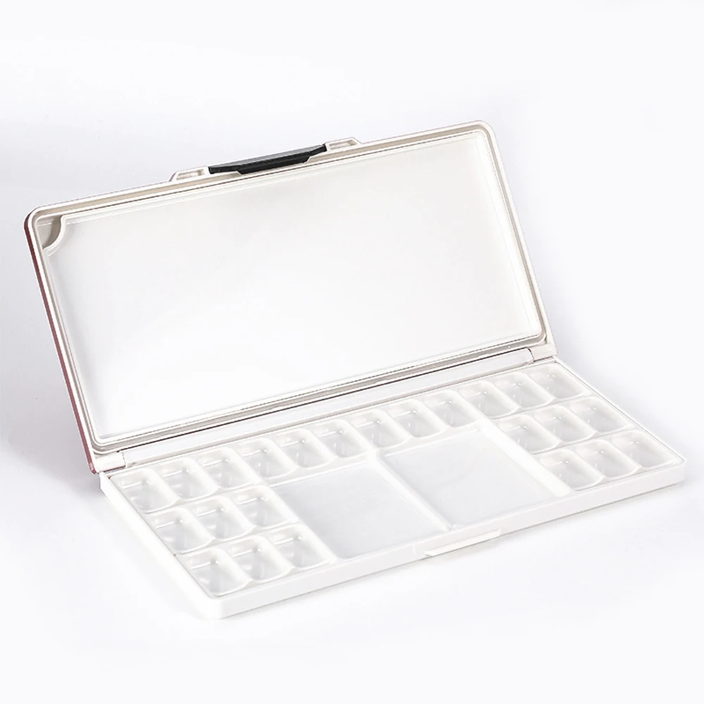 Airtight Watercolor Painting Palettes 24-Wells with 2+1 Additional Spacious Mixing Areas, Folding Peel-Off Palette