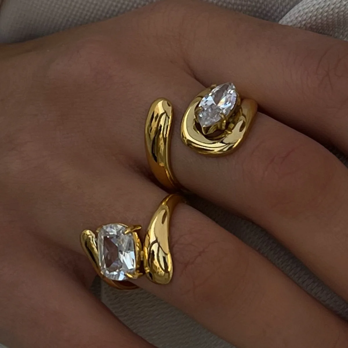 Anillo de circón de acero inoxidable, alta gama, nicho, anillos de accesorios de anillo de lujo ligeros