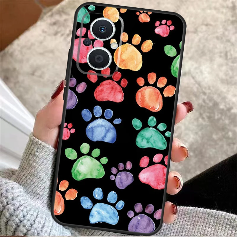 Watercolor Paw Prints Back Cover For OPPO Reno 6 7 8 Lite 3 4 5 Z 2Z 8T OPPO Find X6 Pro X2 X3 Neo X5 Lite Case