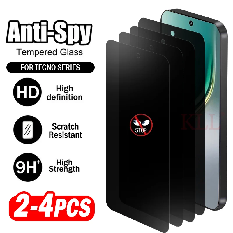 

2-4Pcs Full Cover Privacy Screen Protector for Tecno Camon 40 30 Pro 20 Premier 19 Neo Anti-Spy Protective Tempered Glass