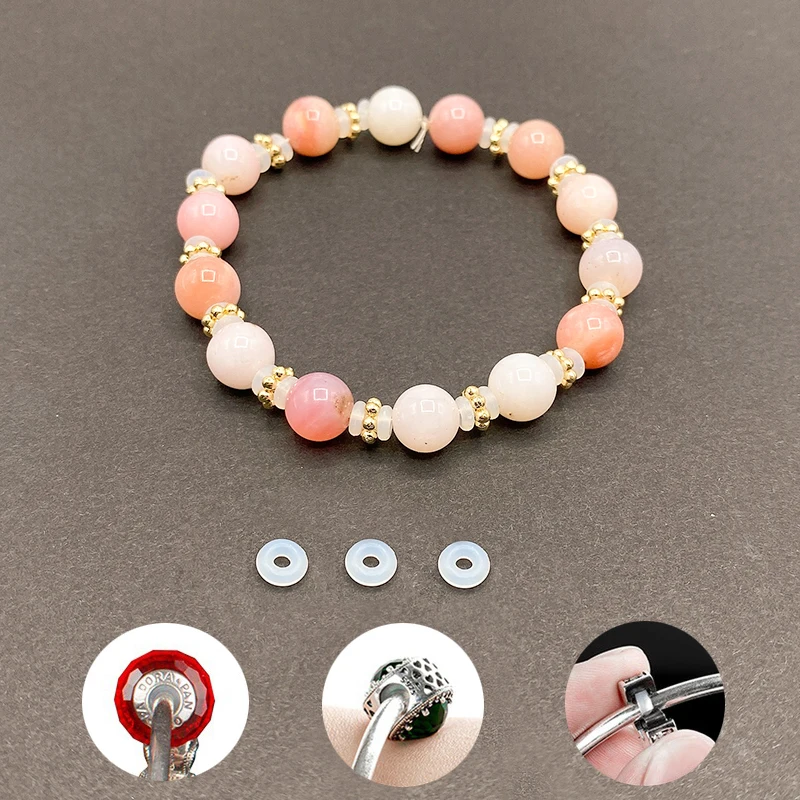 Silicone Trollbeads Charm Beads Spacer Bracelet Clip Lock Stopper Snake Chain Necklace Antiskid Locating Ring for Jewelry Making