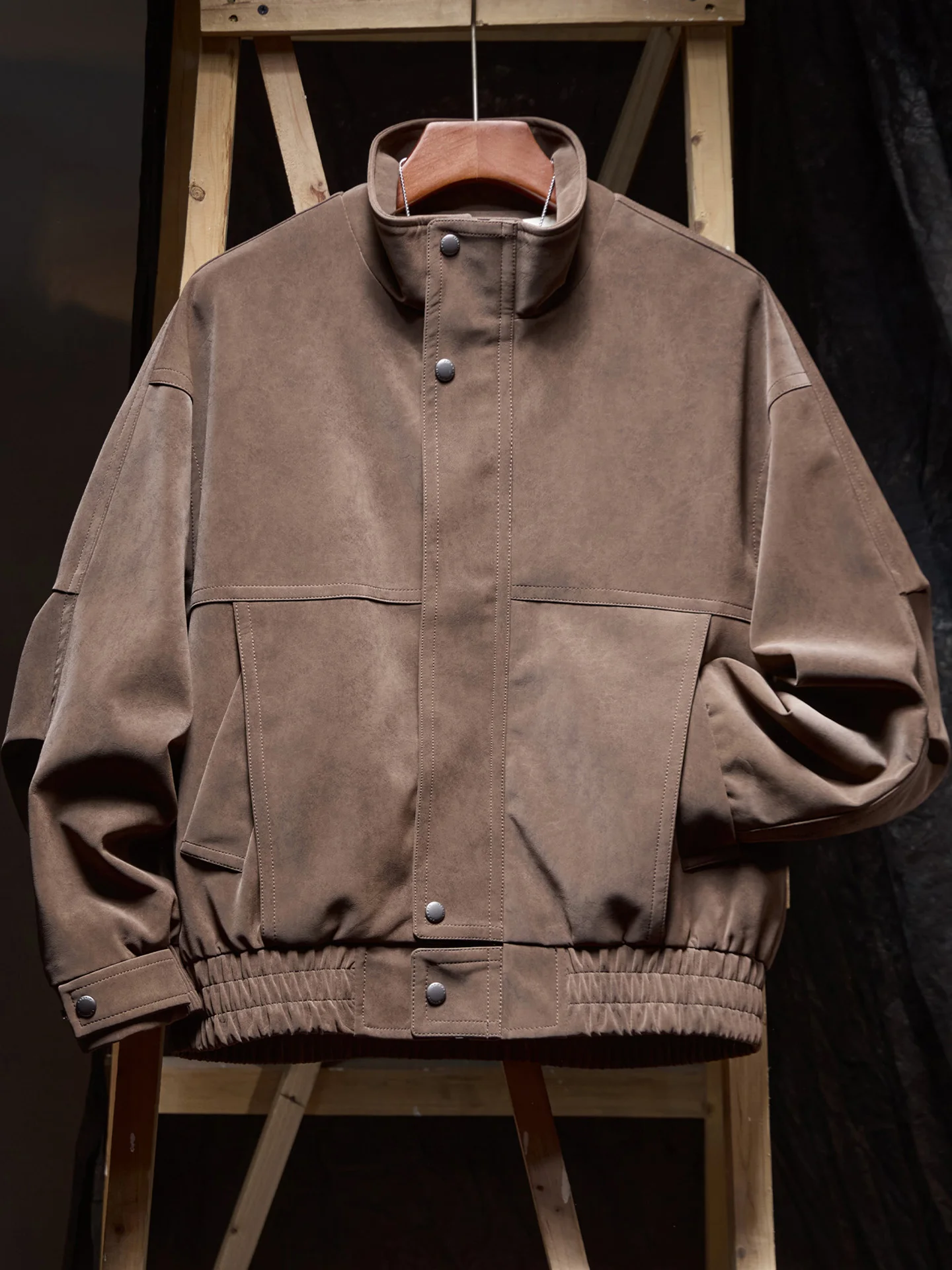 

Original Workwear Sle Stand Collar Leather Jaet Men's New 2026 Warm Loose Leather Jaet Faionable Winter Coat