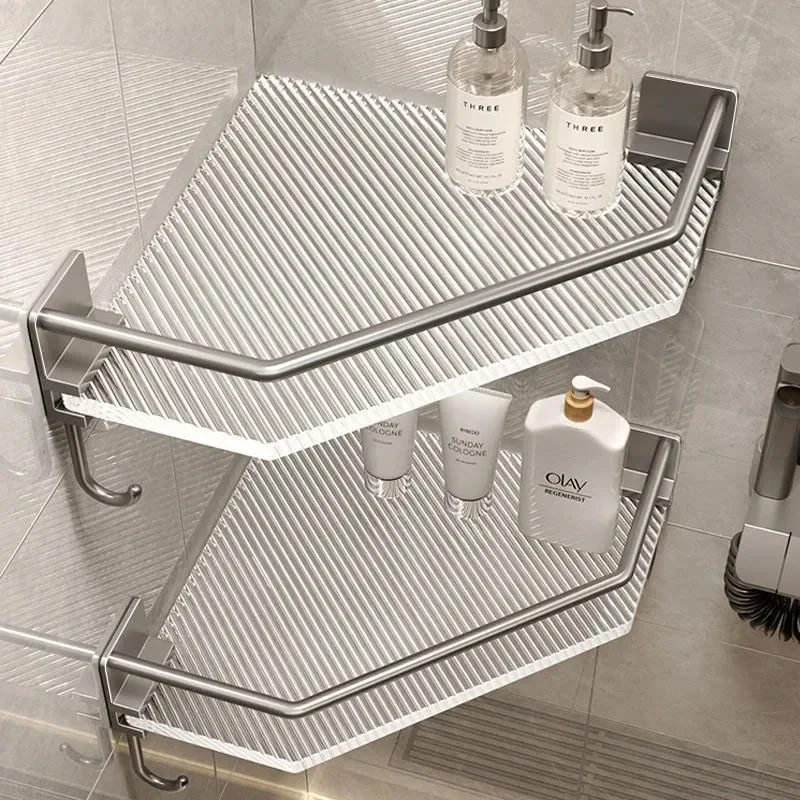 ‌Waterproof Acrylic Corner Shelf - No Drill Wall Mount Organizer, Bathroom Triangle Rack for Shower Toilet Storage