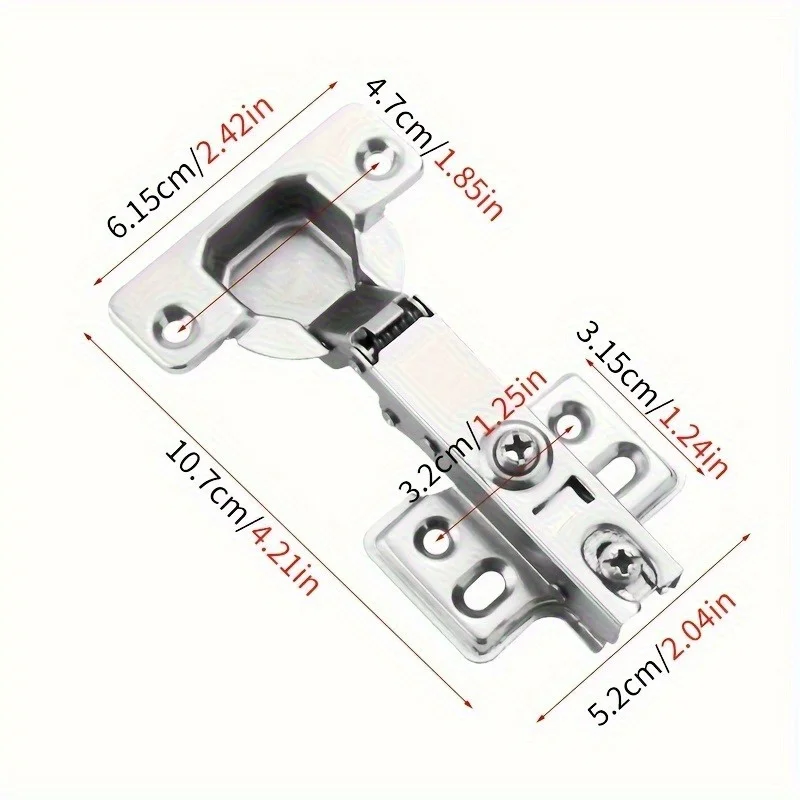 10/20pcs Soft-Close Matte Brushed Metal Cabinet Hinges - Surface Mount Damping Hinges with 6 Screws, Wardrobe & Kitchen Cabinetr