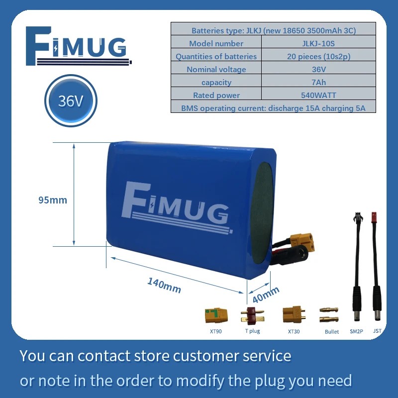 

36V Scooter 3.6Ah-7Ah 10S2P 450Watt 18650 li-ion battery pack 42V electric scooter unicycle ebike 15A BMS m365 pro Extend range