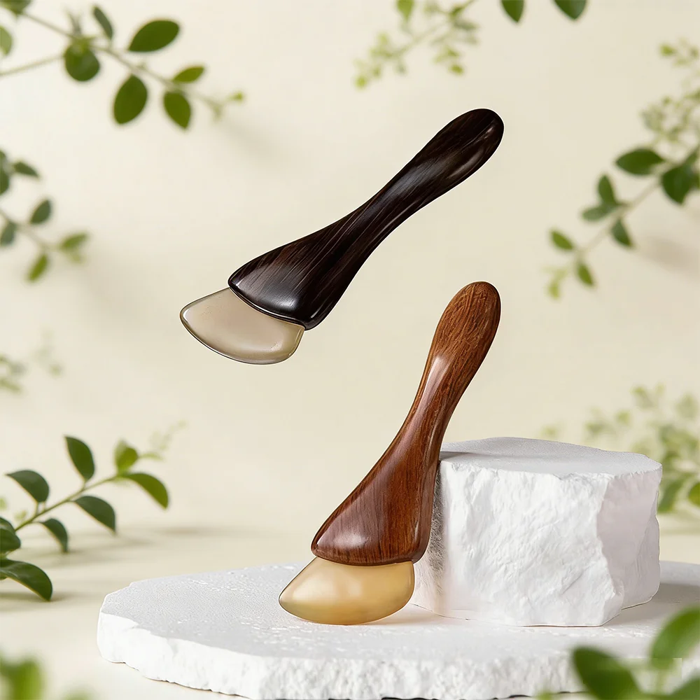 

Meridian Massage Tool Small Hoof Shape - Purple Rosewood & Horn Body Scraping Stick for Muscle Recovery Gua Sha Alternative TCM