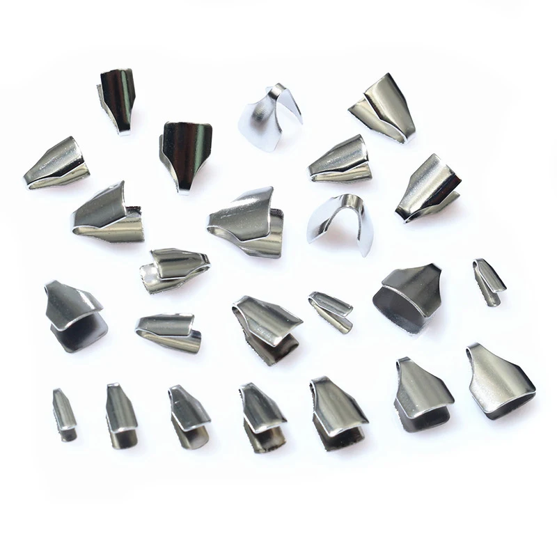 

100pcs Stainless Steel 2-7mm Flat Cords Crimp End Beads Caps Clip Tip Fold for DIY Snake Chain Necklace Jewelry Making Findings