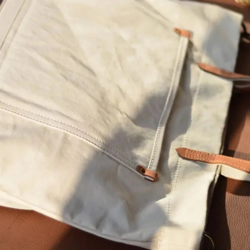 

AETOO Vintage cowhide with canvas bag Women's shoulder bag Japanese skew straddle bag Tote bag Women's laptop bag