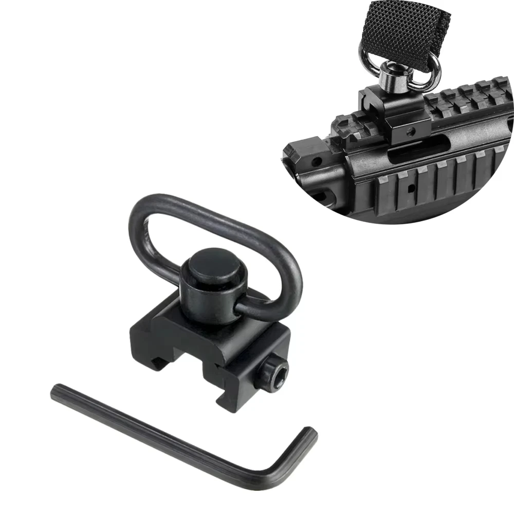 20mm Picatinny Rail QD Sling Swivel Mount Adapter, 1.25 Inch Quick Detach Rifle Strap Ring Hunting Gun Accessory