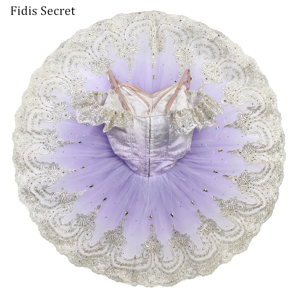 Ombre Purple Flower Fairy Princess Classical Platter Ballet Tutu,Girls Ballerina Concert Competition Professional Stage Costumes
