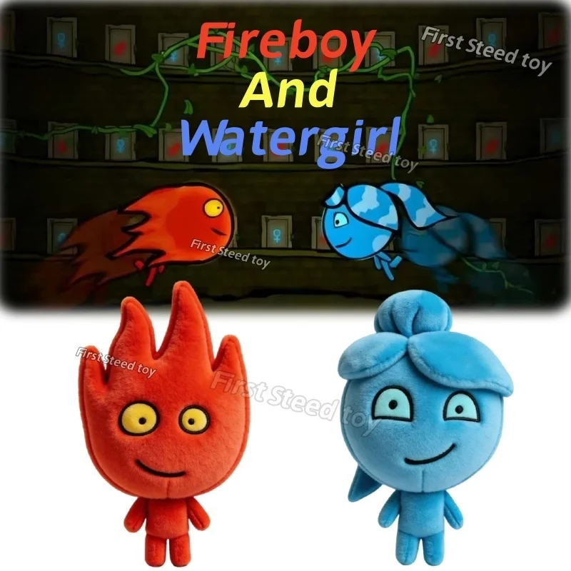 New Game Fireboy And Watergirl Plush Doll Toy 25CM Cartoon Cute Fireboy And Watergirl Periphery Room Decoration For Kid Gift