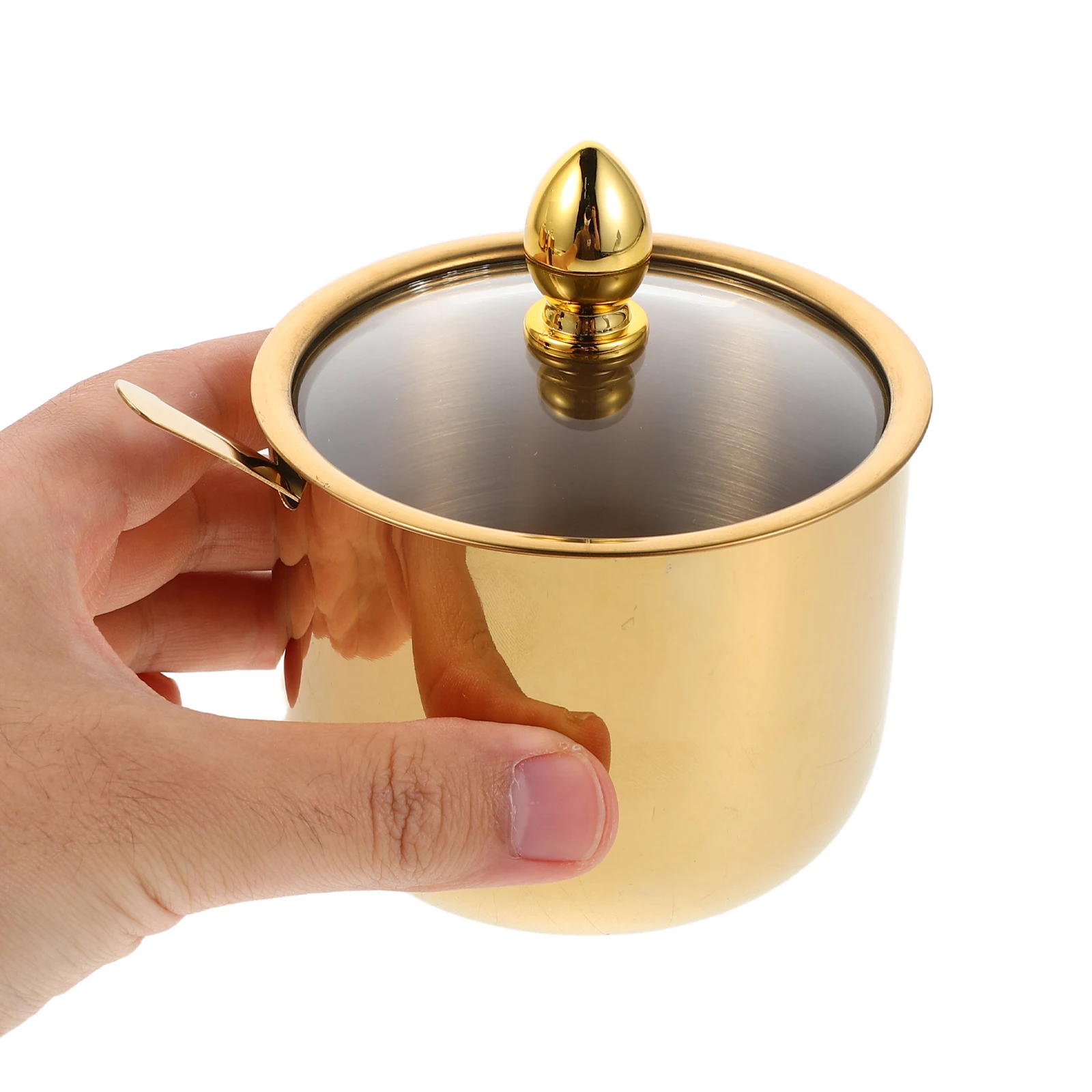 

1 Set 3-Grid Stainless Steel Spice Jars With Glass Lid Tray For Sugar Salt Brown Sugar Storage Kitchen Countertop Organizer