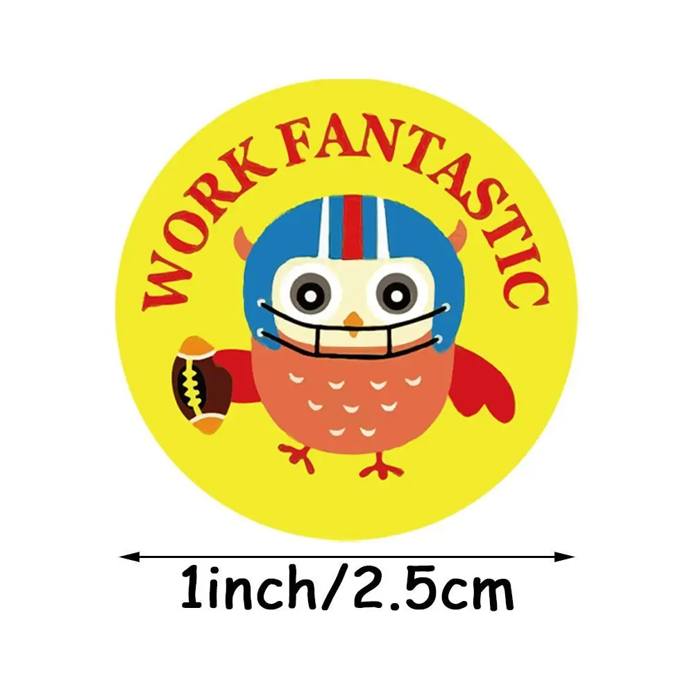 English Teacher Child Reward Inspire Cute Cartoon Mini Owl English Sticker Decorative Label Sticker certificates  winner medal